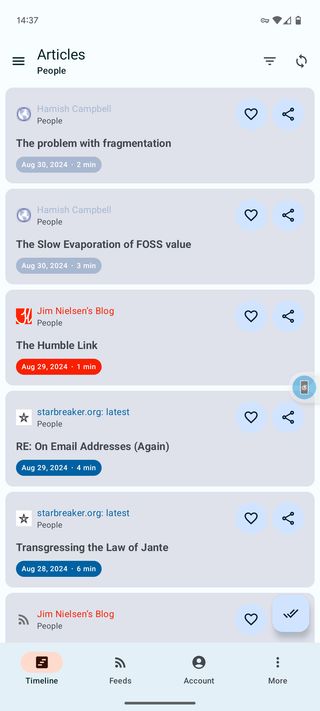 A screenshot of Readrops on my phone